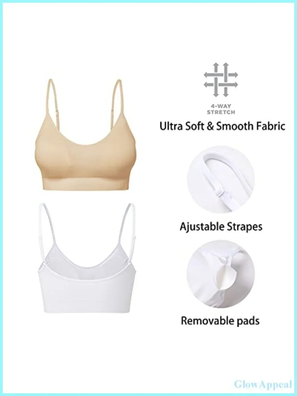 Seamless Padded Bralette 3-Pack Medium Support Sleep Yoga Sports Bra